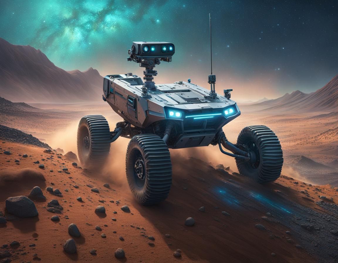 Space Rover on Alien Planet in Pastel Colors