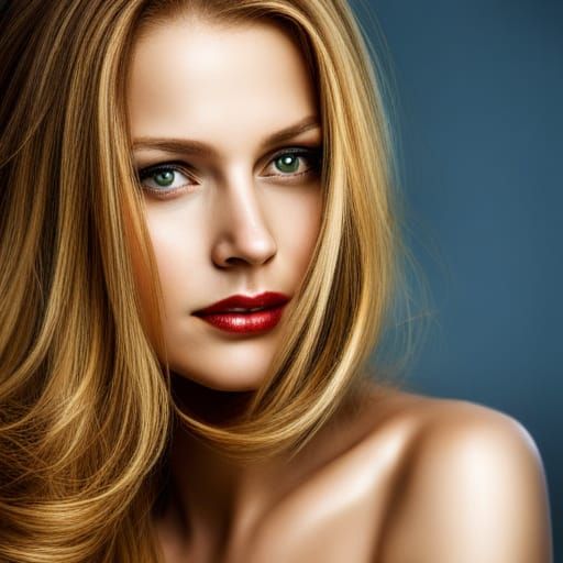 Beautiful Blonde Woman Portrait in Hyperrealism