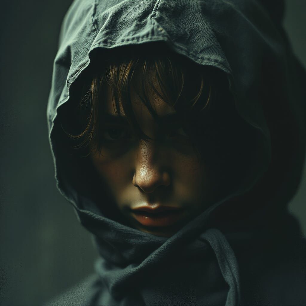 Melancholic Figure in Shadows, Emotional Turmoil