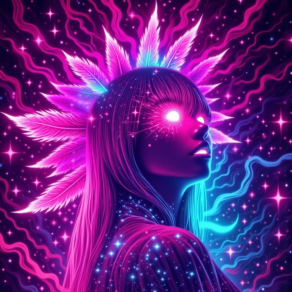 Cyberpunk Inspired Goddess of Japanese Folklore