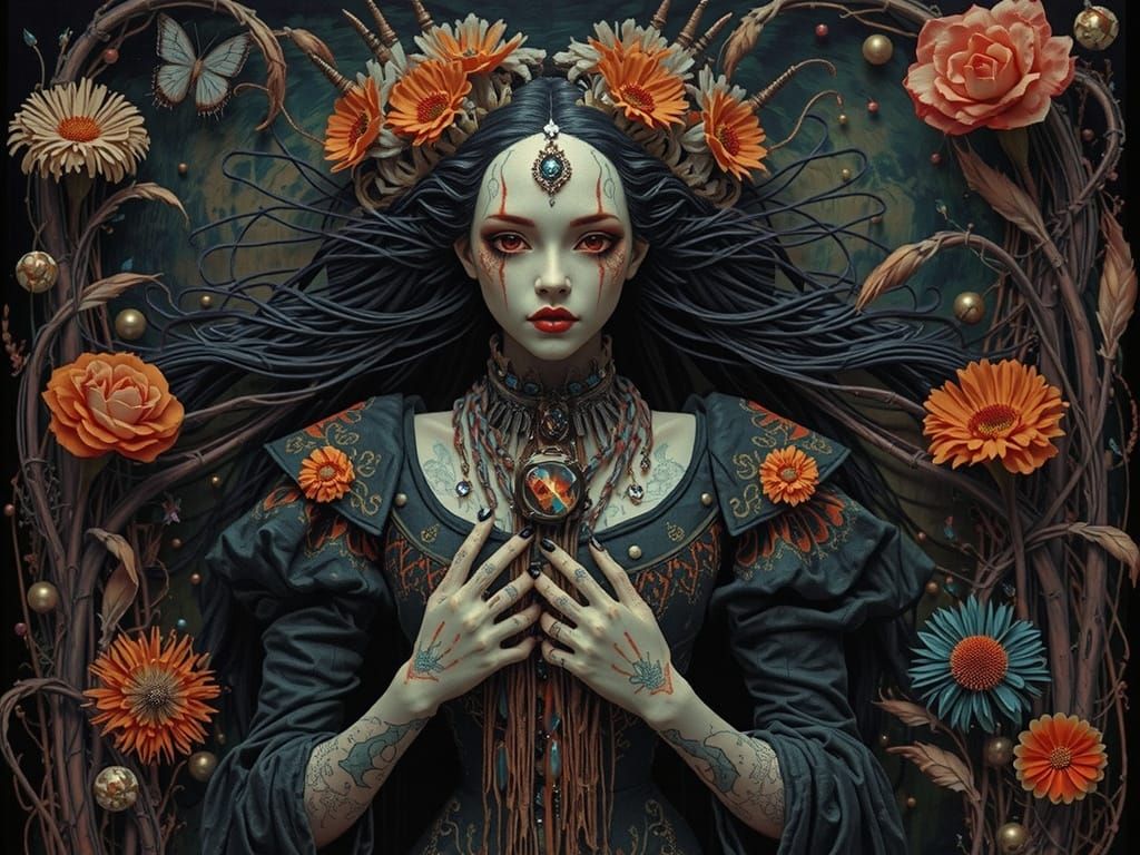 Dark Fairy Voodoo Doll Collage: Esoteric Horrorpunk Art