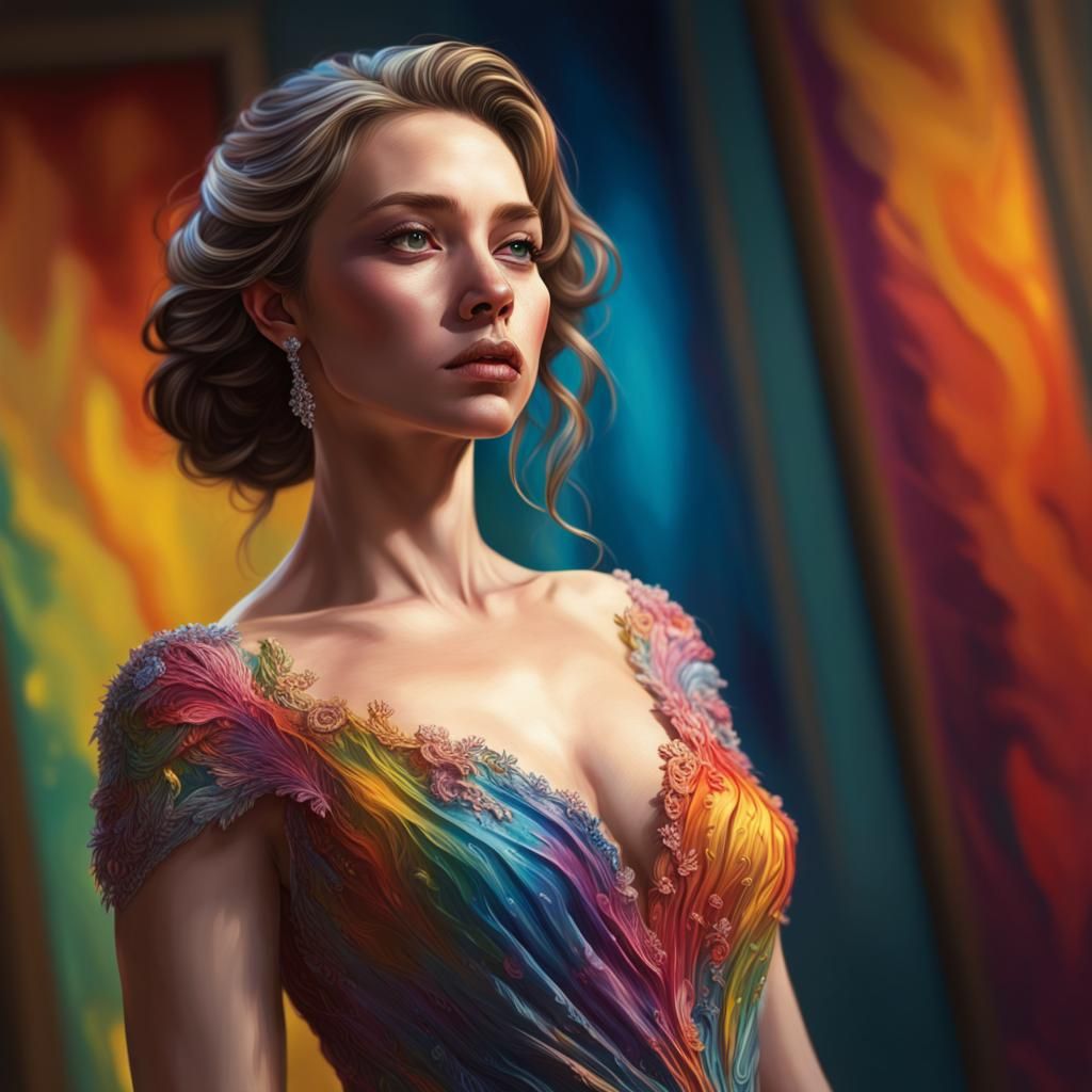 Intricately Detailed Gown in Splash Art Style