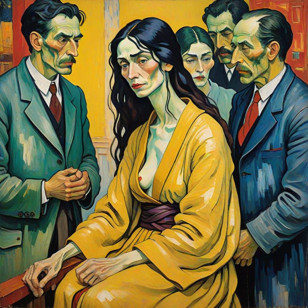 Ethereal Courtesan Priestess in Vibrant, Expressive Neo-Impr...