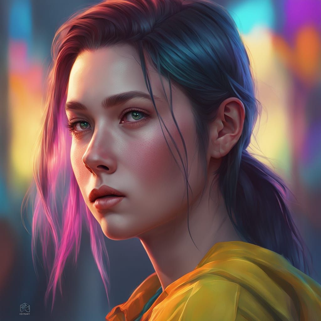 Mysterious Introvert Girl Portrait in Digital Art Style