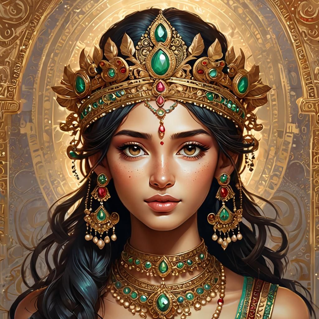 Ornate Headset: A Digital Portrait Inspired by Indian Art