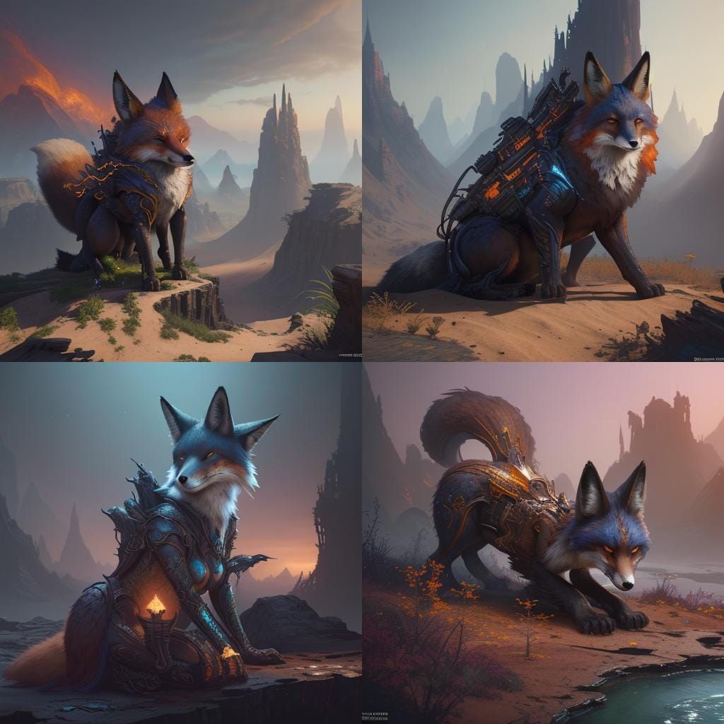 Fox at Computer: Detailed Matte Painting