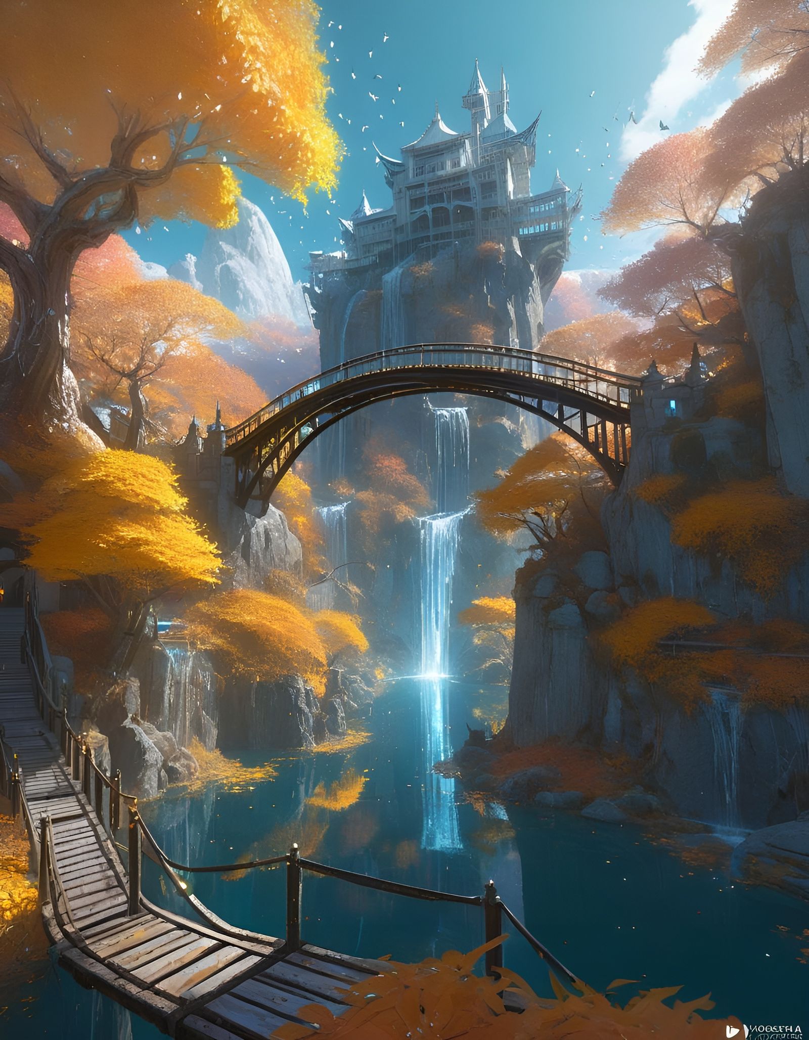 Enchanted Bridge to Silver City: Digital Illustration