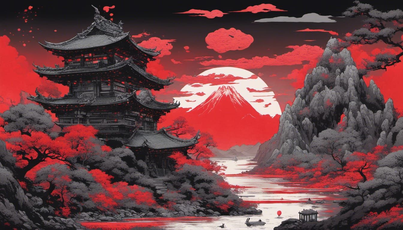 Expansive Japanese Fantasy Landscape Concept Art