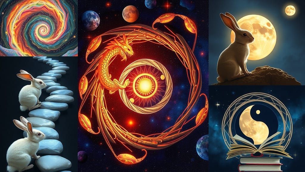 Cosmic Spirals and Interconnected Realms in Harmony