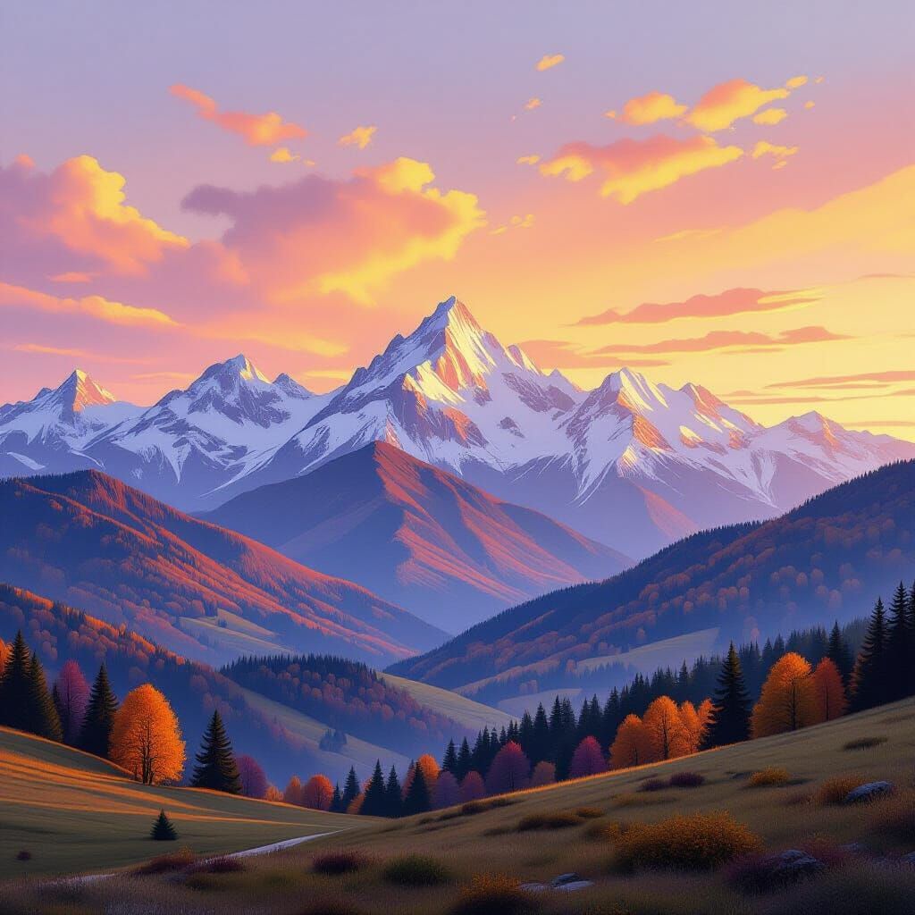 Golden Hour Carpathian Mountains Landscape