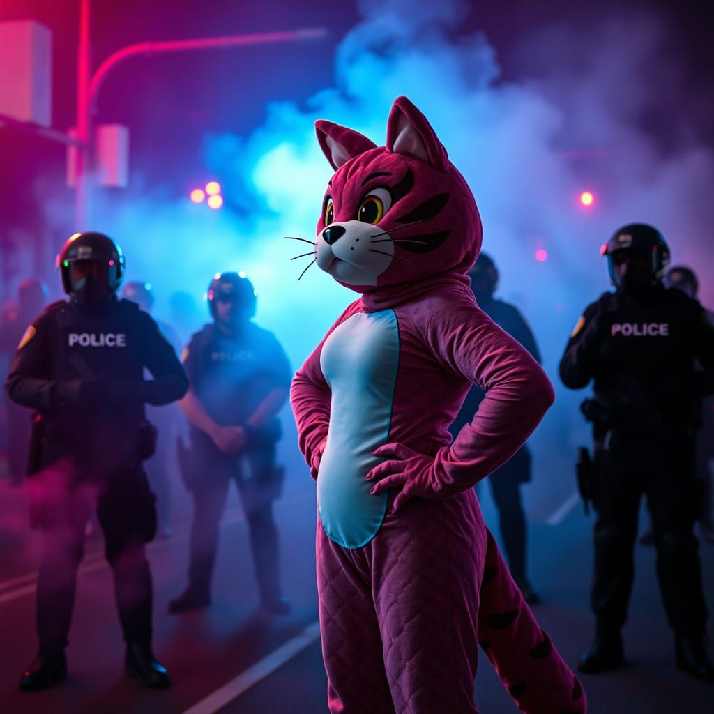 Protester in Cat Costume Confronts Police in a Gritty, Cinem...
