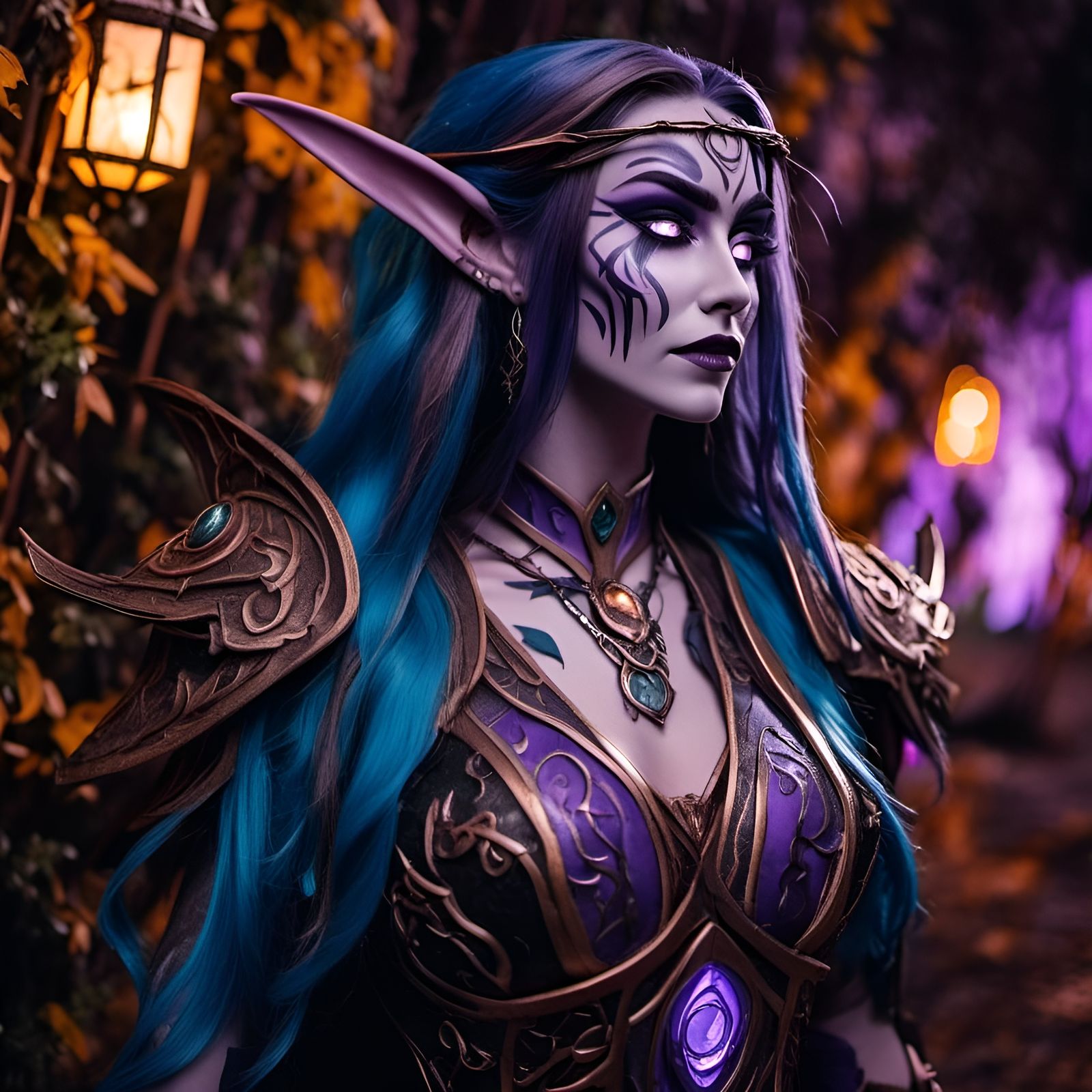 Night Elf Priestess at Moonwell in Photo Style