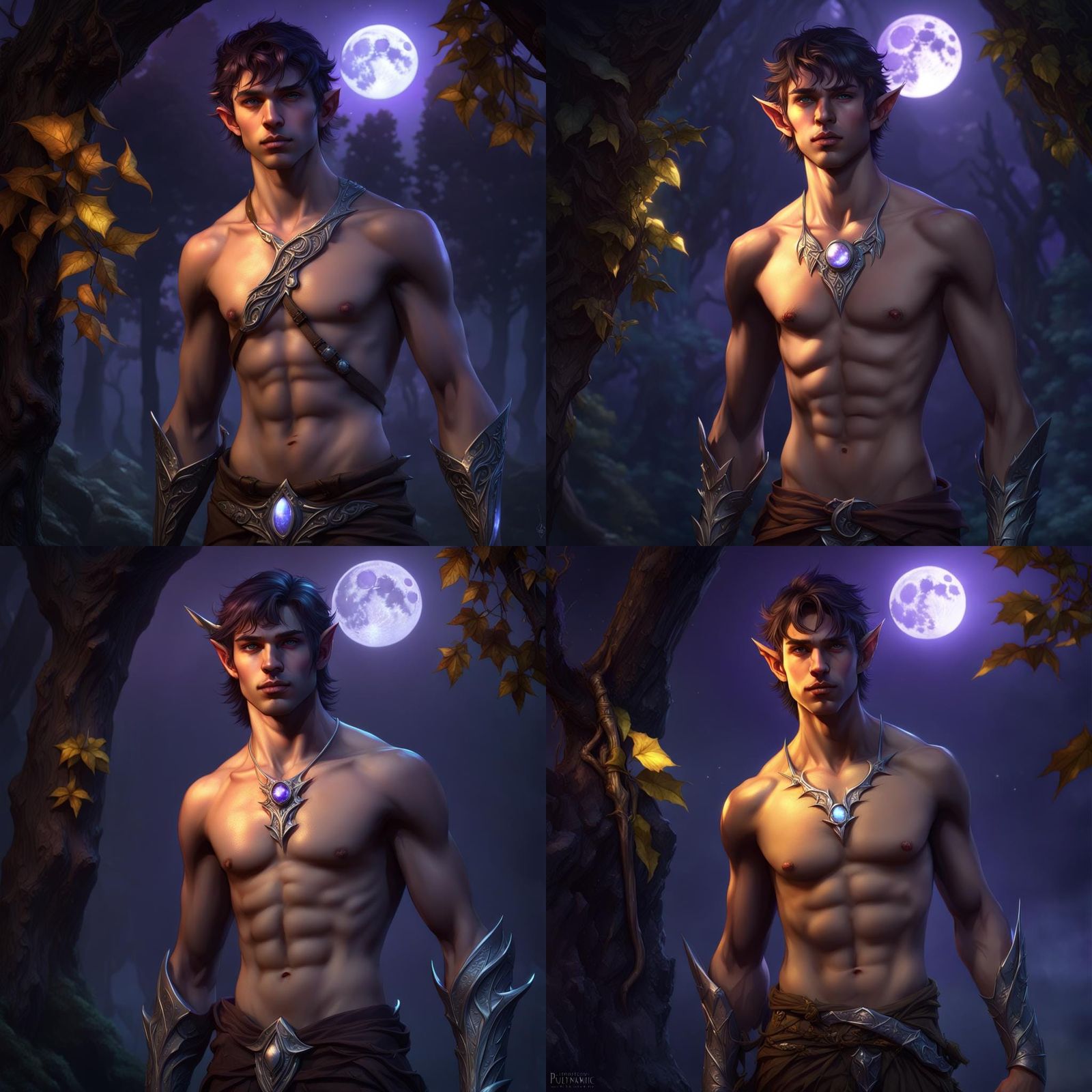 Moonlit Elf in Dark Fantasy Style