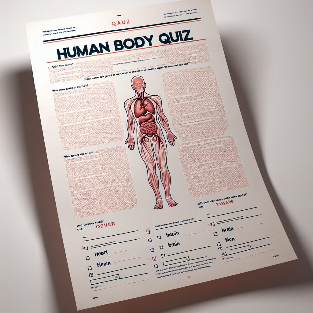 Clean Minimalist Quiz Sheet with Human Body Question