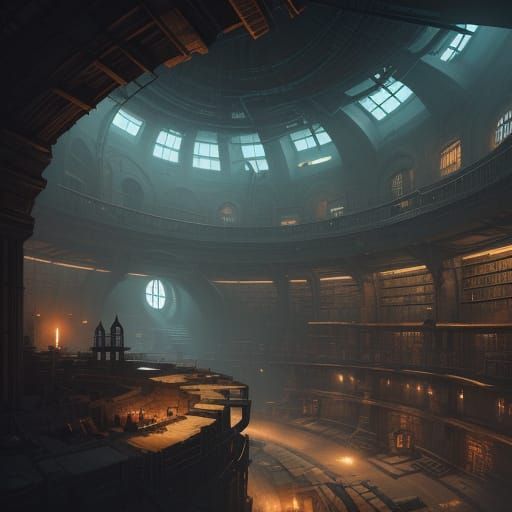 Silo-Style Underground Library with Millions of Ancient Tome...