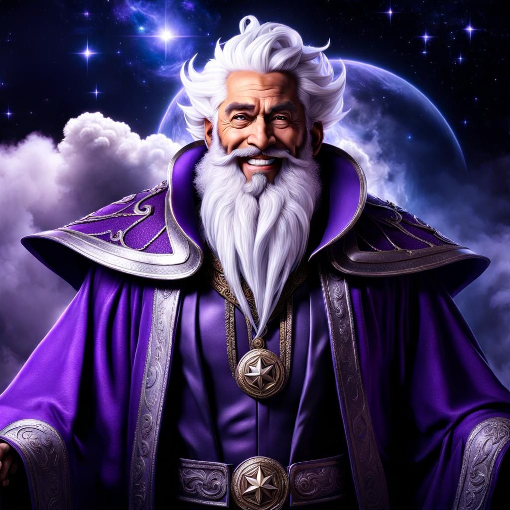 Eccentric Cloud Giant Wizard with Baby Griffons