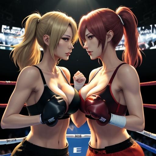 Anime-Style Boxing Match Between Two Women