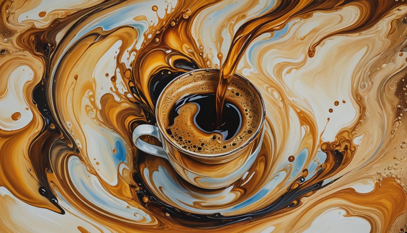 Coffee Infusion: A Vibrant Oil Painting
