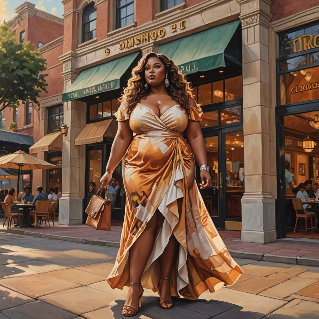 Regal Woman in Monopoly Dress: Oil Painting