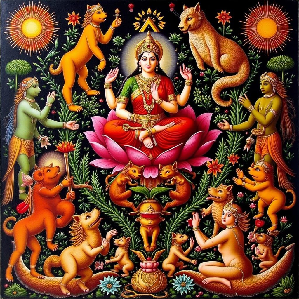 Hallucinatory Geometric Scene in Hieronymus Bosch Style