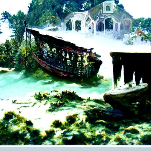 Ethereal Shipwreck on Lost Island in Fantasy Style