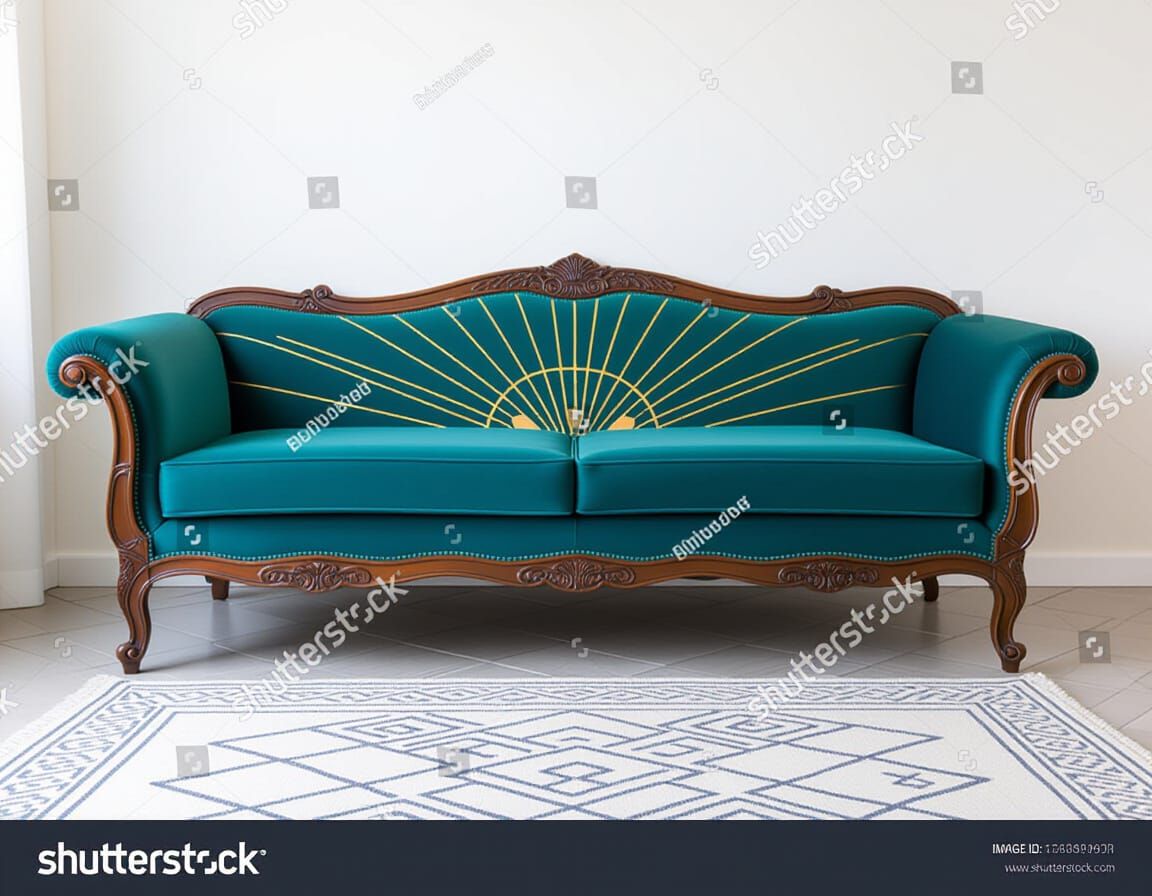 1920s Art Deco Sofa: Elegant Product Photography