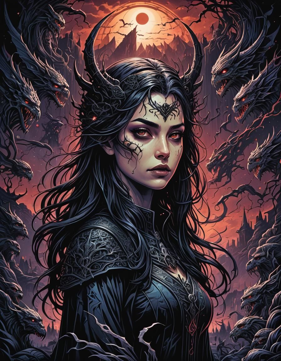 Dark Fantasy Woman Digital Portrait