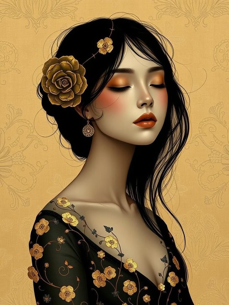 Minimalist Beauty in Gold and Black Palette
