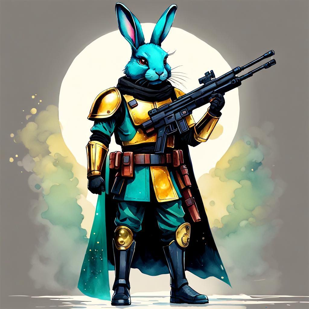 Black Rabbit Mandalorian Explorer in Anime Style