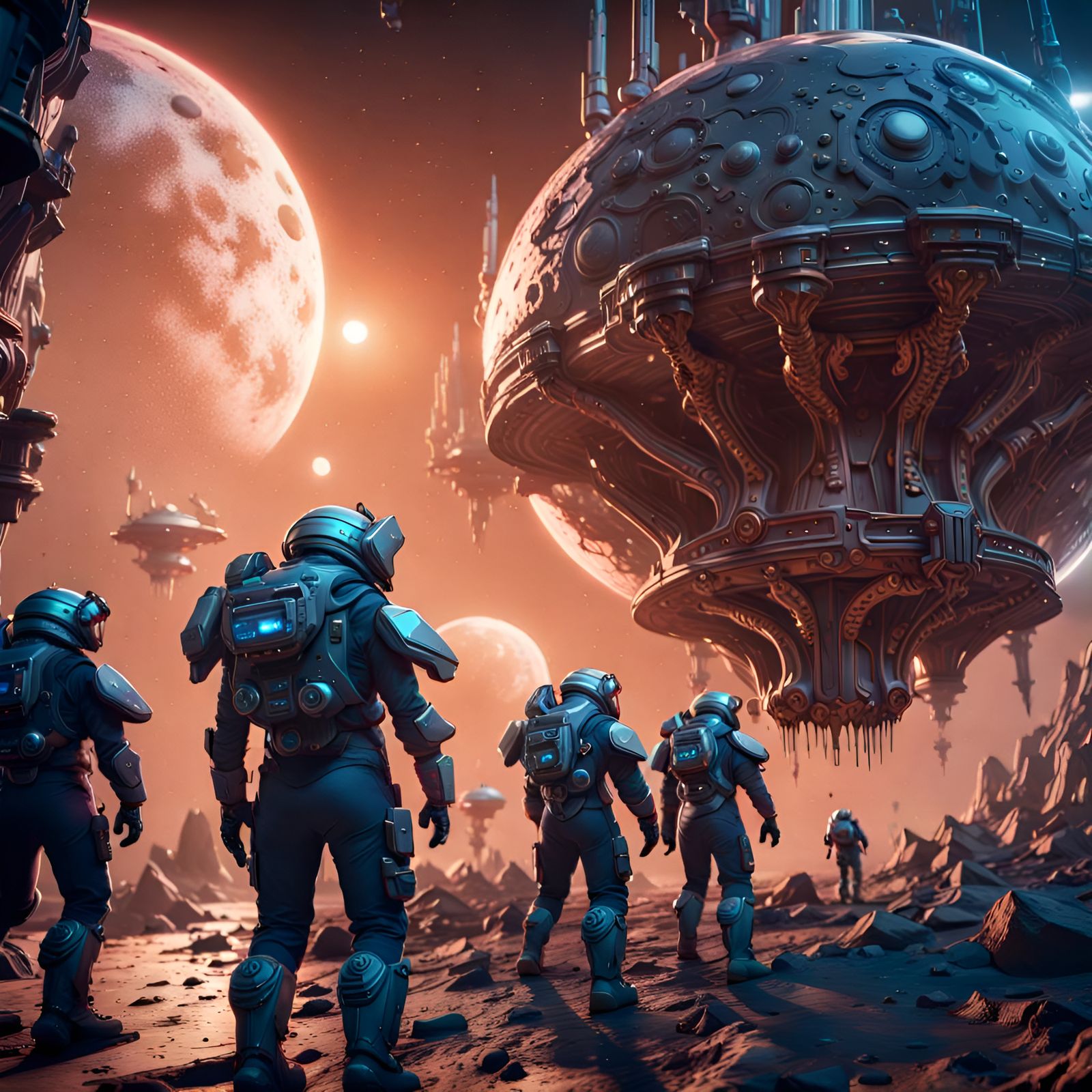 Futuristic Space Gangs in Detailed Digital Painting