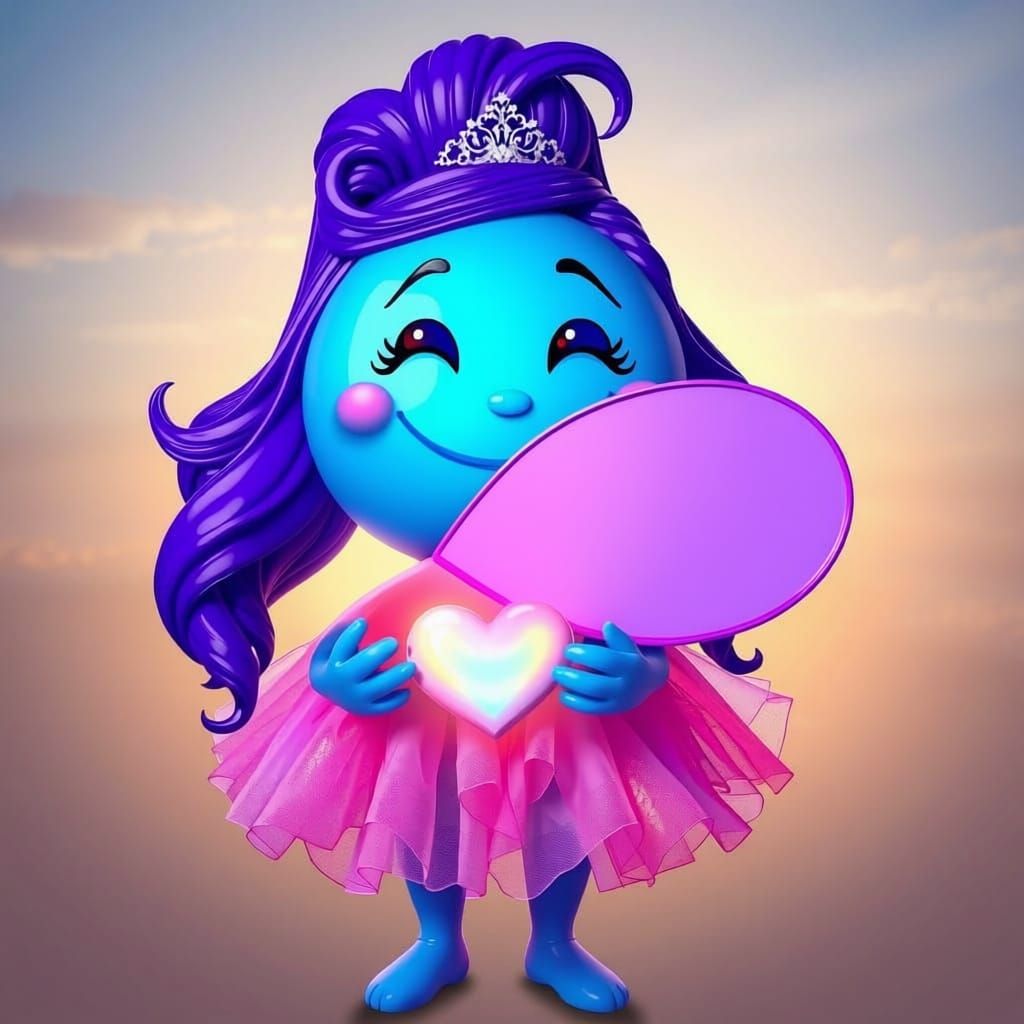 Glowing Smiley Girl in Whimsical, Futuristic Tutu