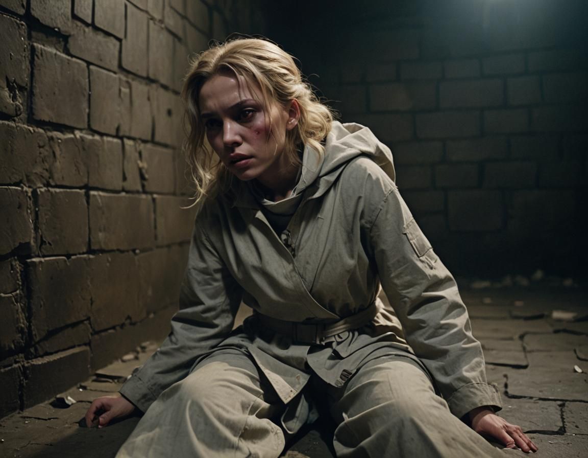 Woman in Straitjacket with Cinematic Lighting