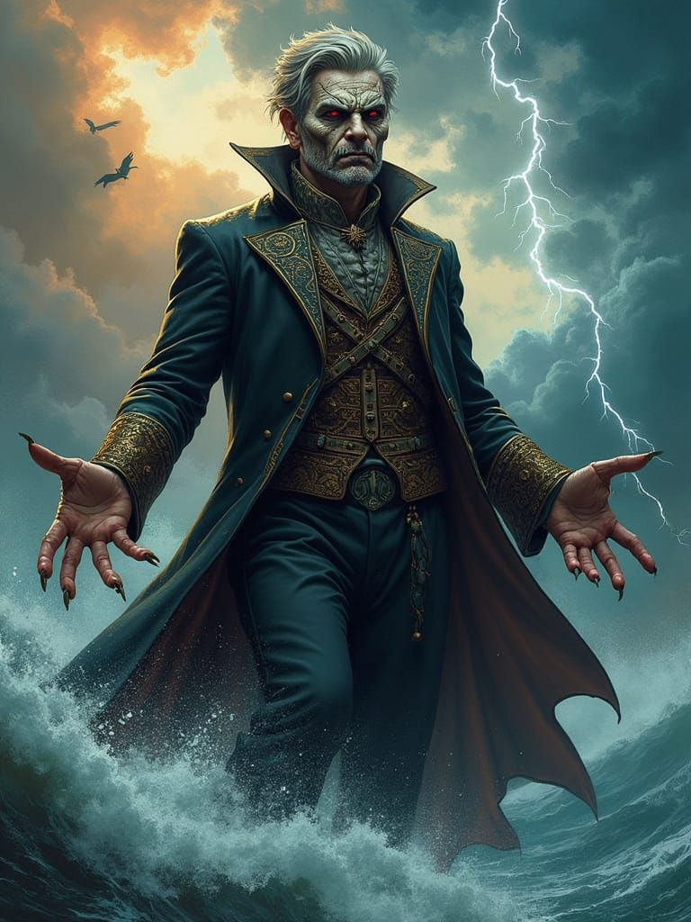 Weather-Controlling Villain in a Modern Comic Style