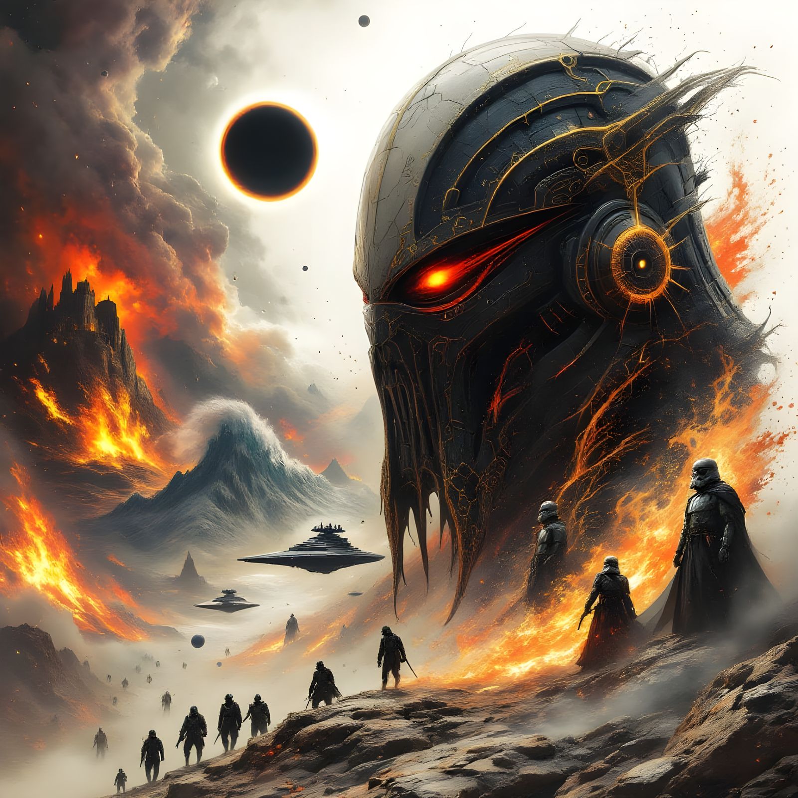 Dark Cyberpunk Universe with Aurra Sing Silhouette