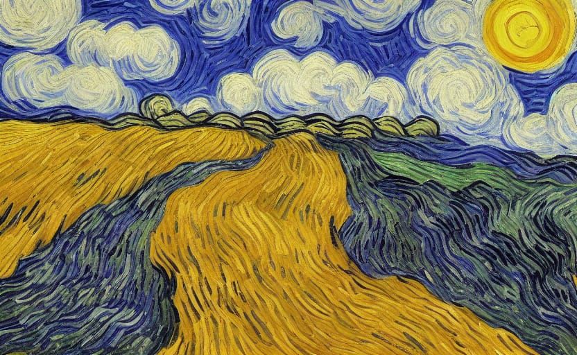 Wheat Field with Crows: Van Gogh Style Impasto Painting