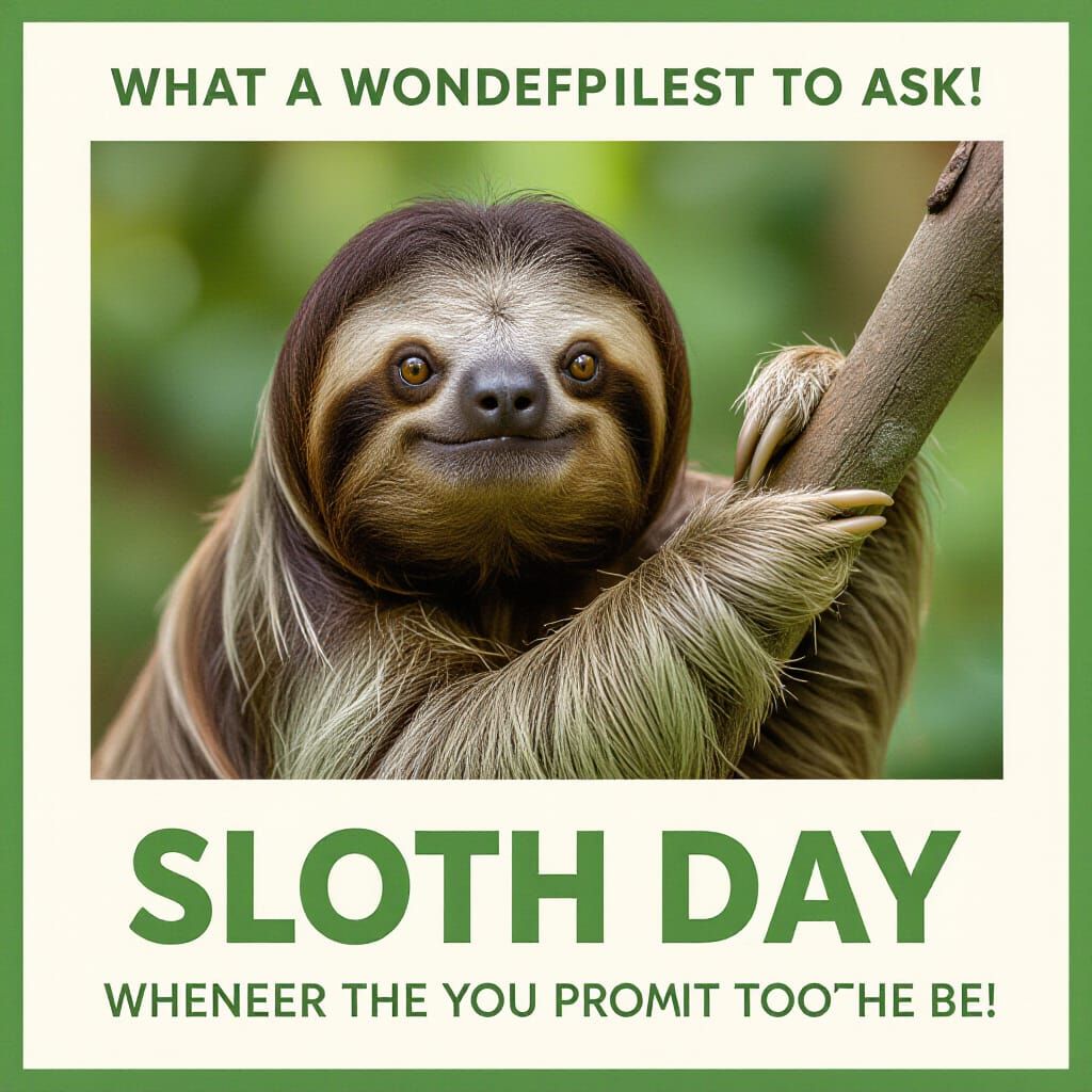 Adorable Sloth Hanging in Lush Tropical Rainforest