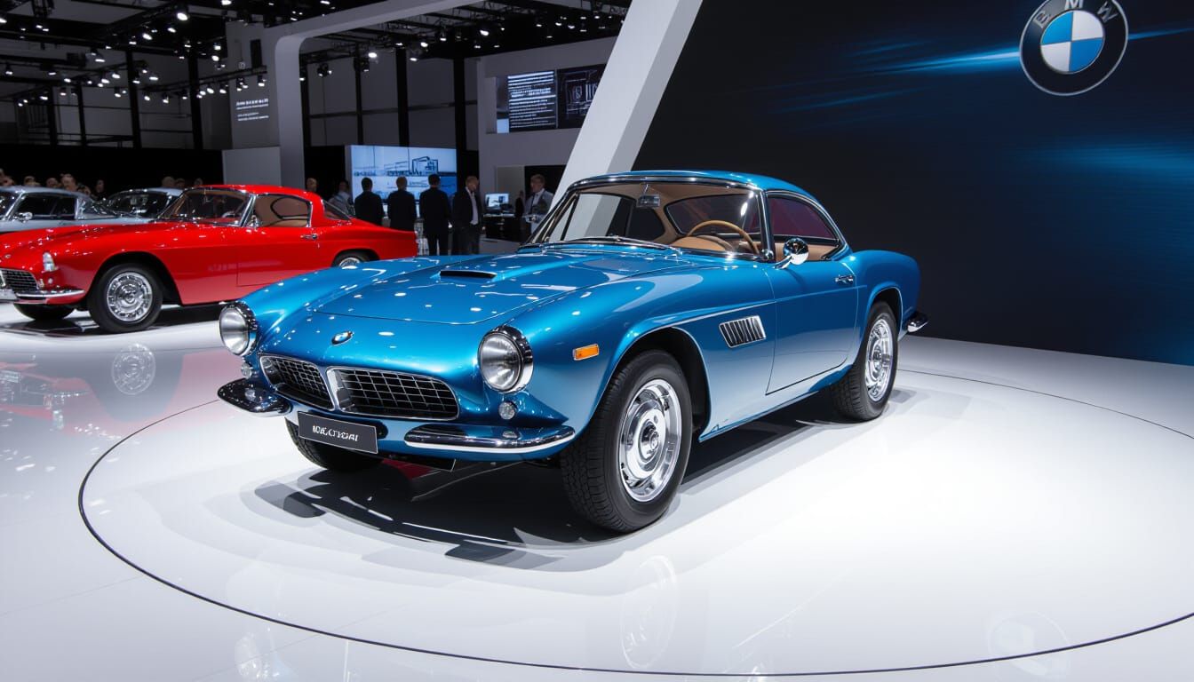 Retro-Modern Sports GT Car at Auto Show