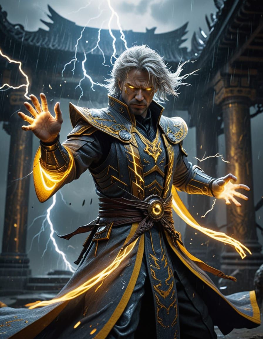 Raiden Unleashing Lightning in Anime Style