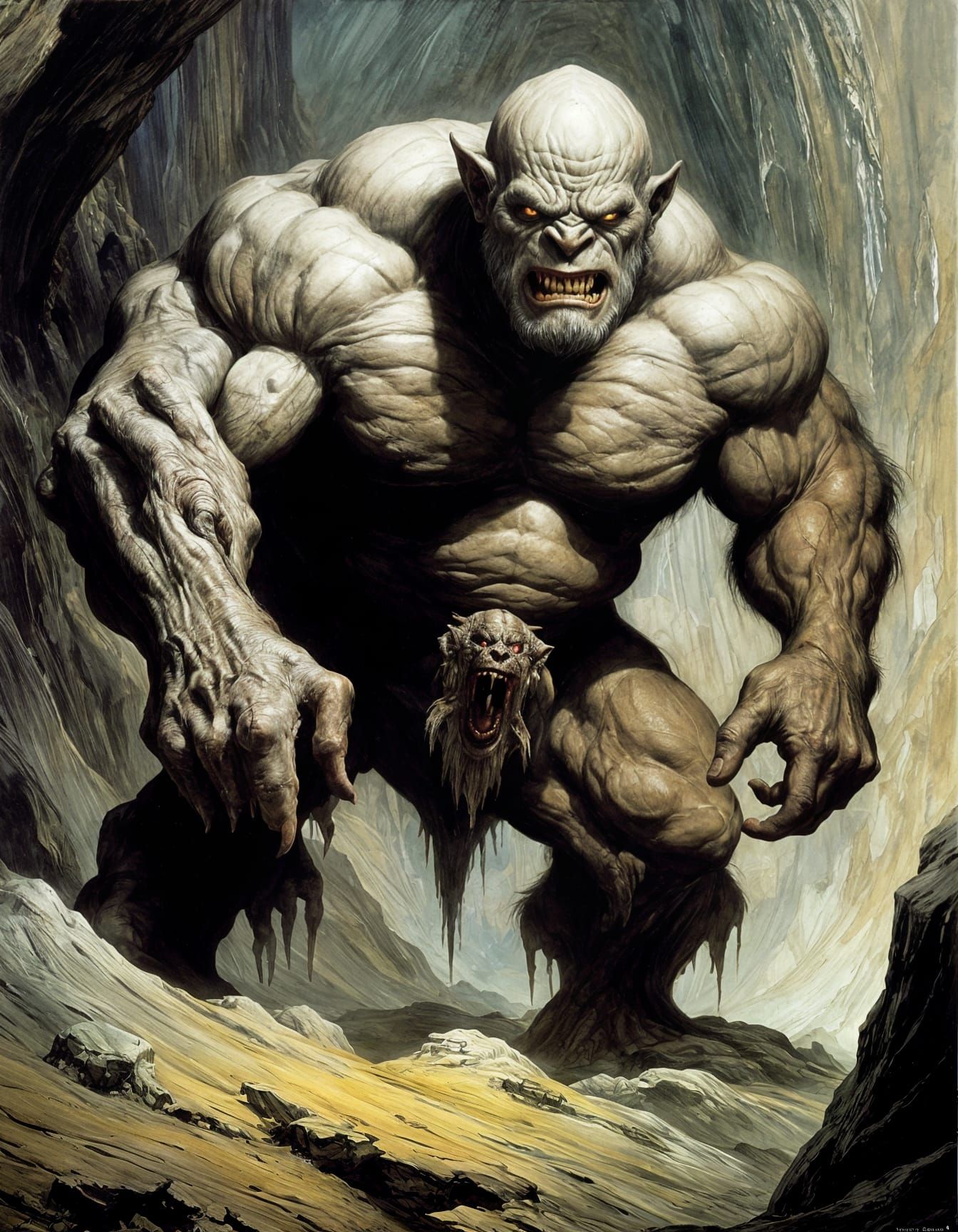 Fierce Cave Troll in Dark Underground Realm