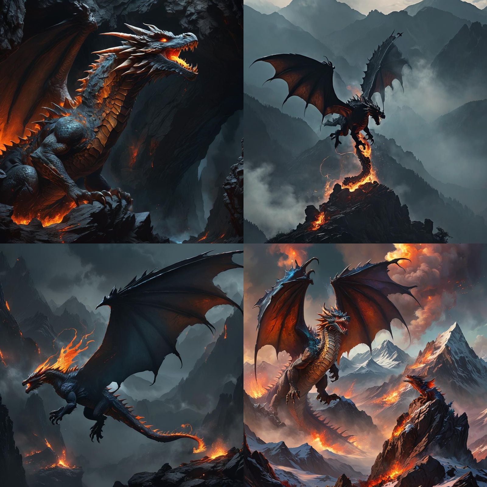 Majestic Mountain Dragon Unleashes Fiery Breath