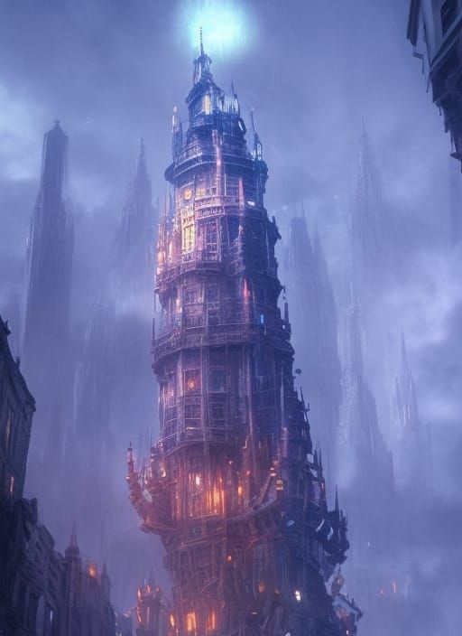 Luminescent Gloomy Tower Digital Art by Beeple