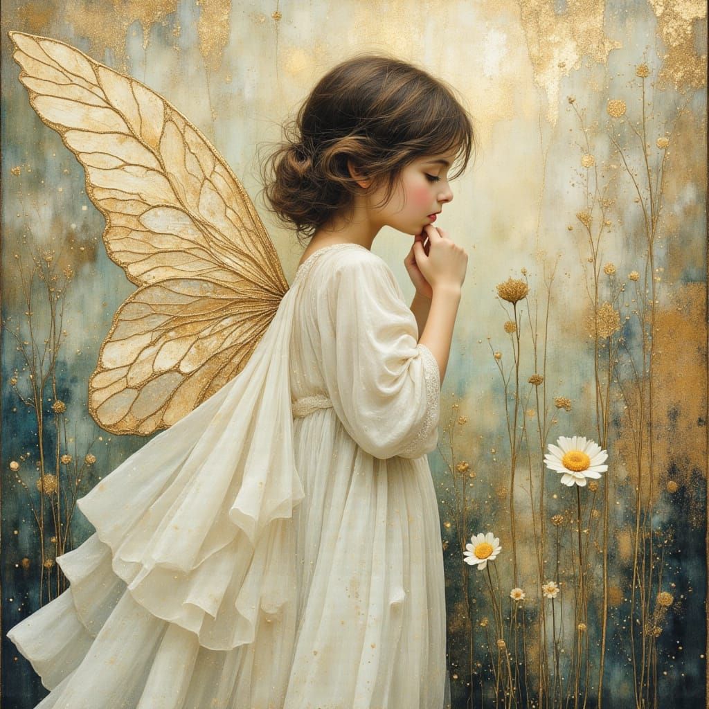 Melancholic Angel Portrait as Digital Art