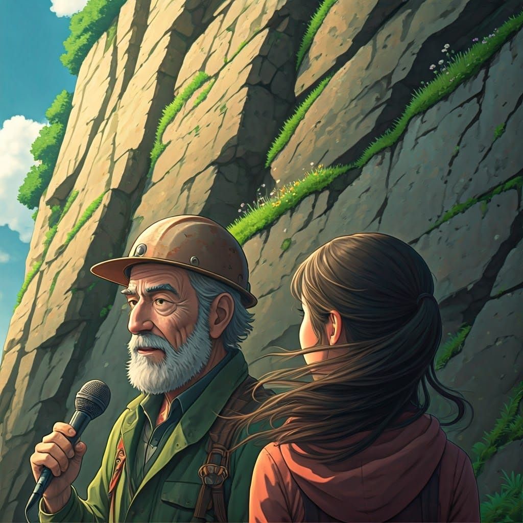 Geologist Interview in Anime-Inspired Concept Art