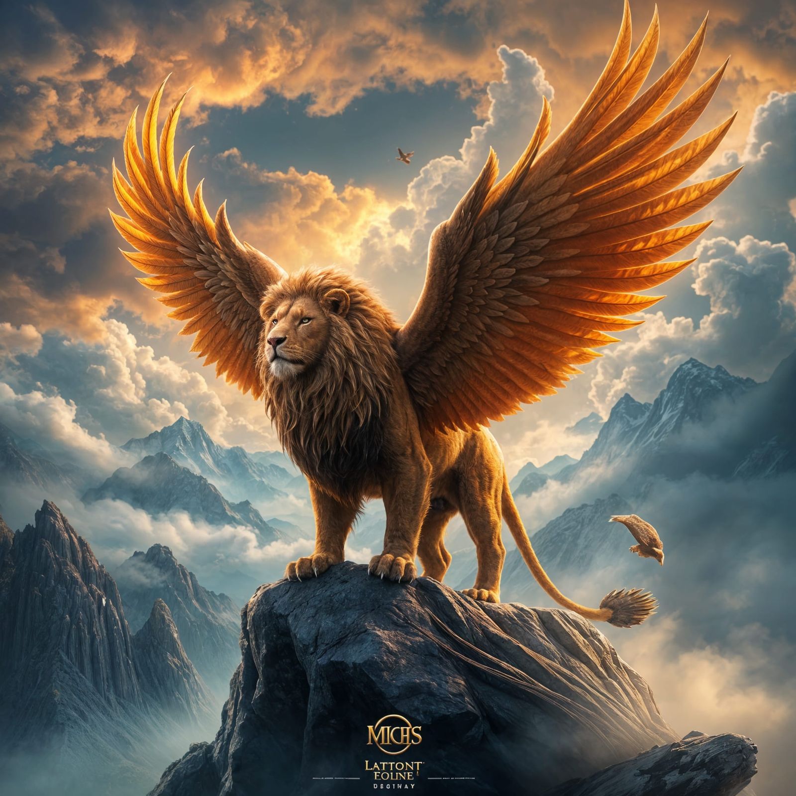 Surreal Hybrid of Lion and Eagle in Vibrant Fantasy Art