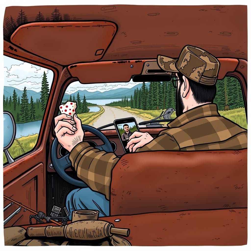 Rugged Driver Snacks on Twinkie while Watching MrBeast in Wo...