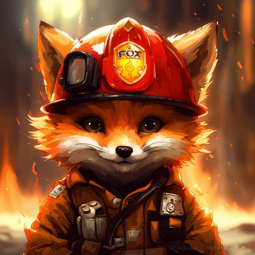 Chibi Fox Firefighter in Detailed 3D Style