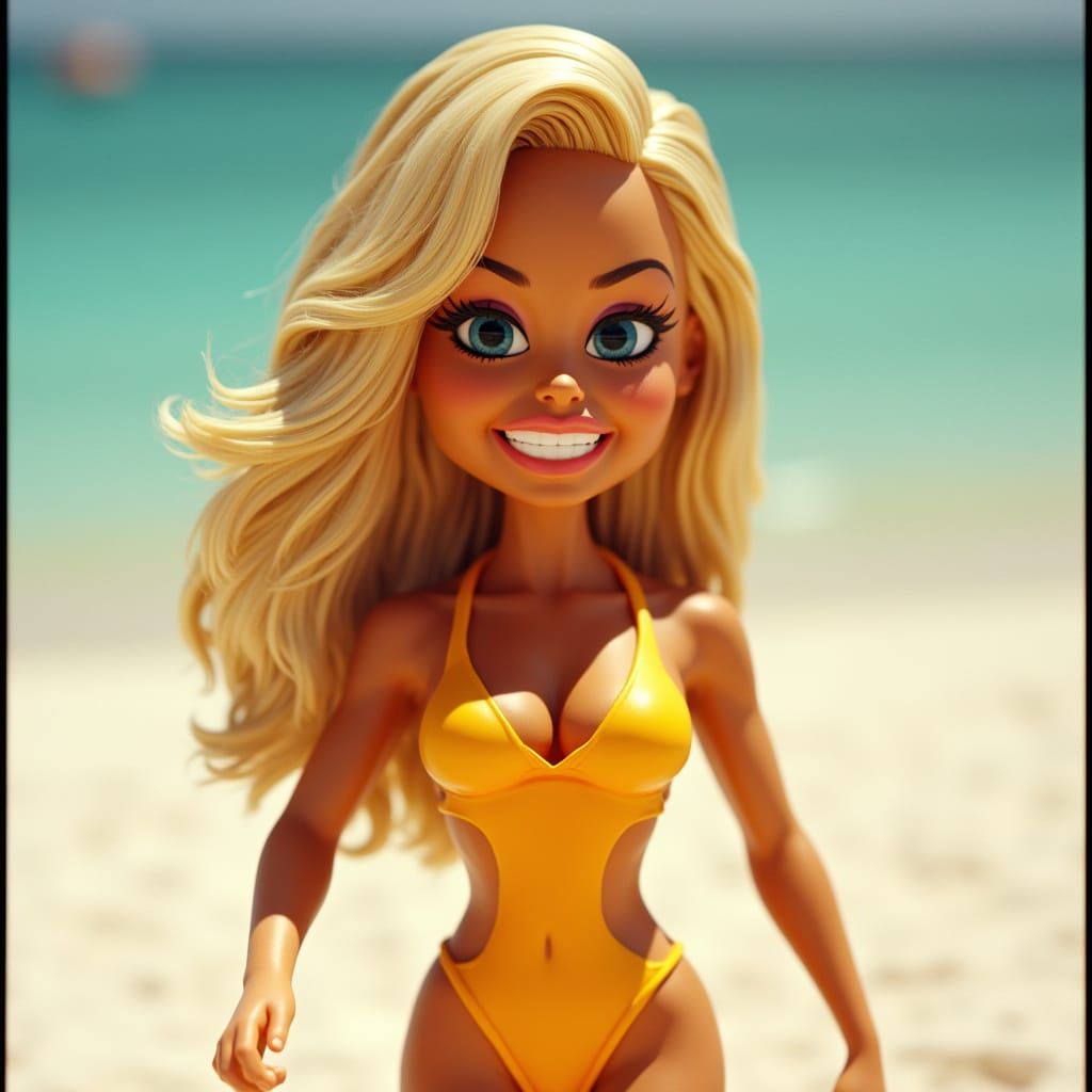 Pamela Anderson Bobblehead in Cinematic Style