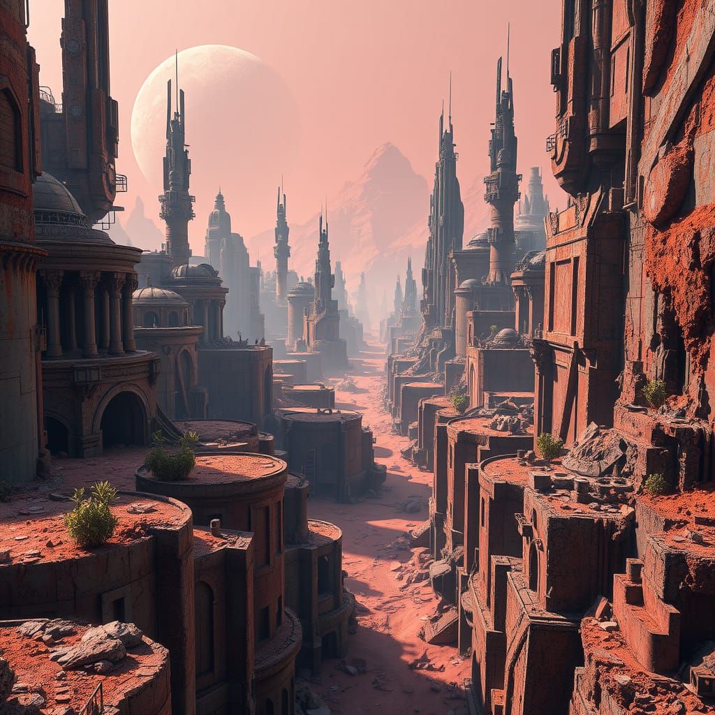 Ancient, Futuristic Metropolis on a Deserted Alien Planet