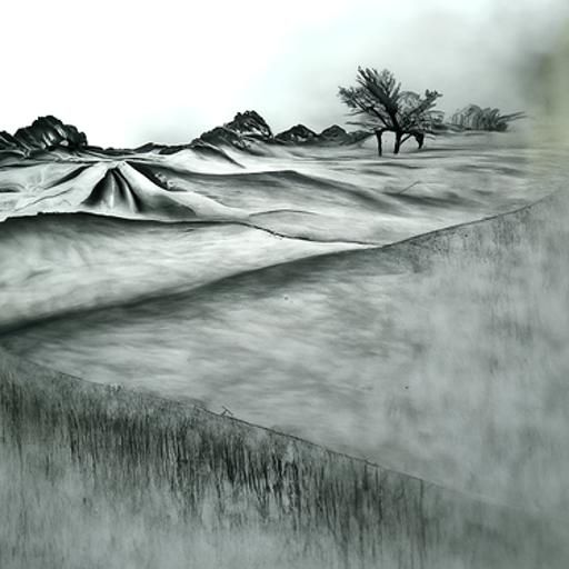 Hyperdetailed Charcoal Drawing of Empty Plain