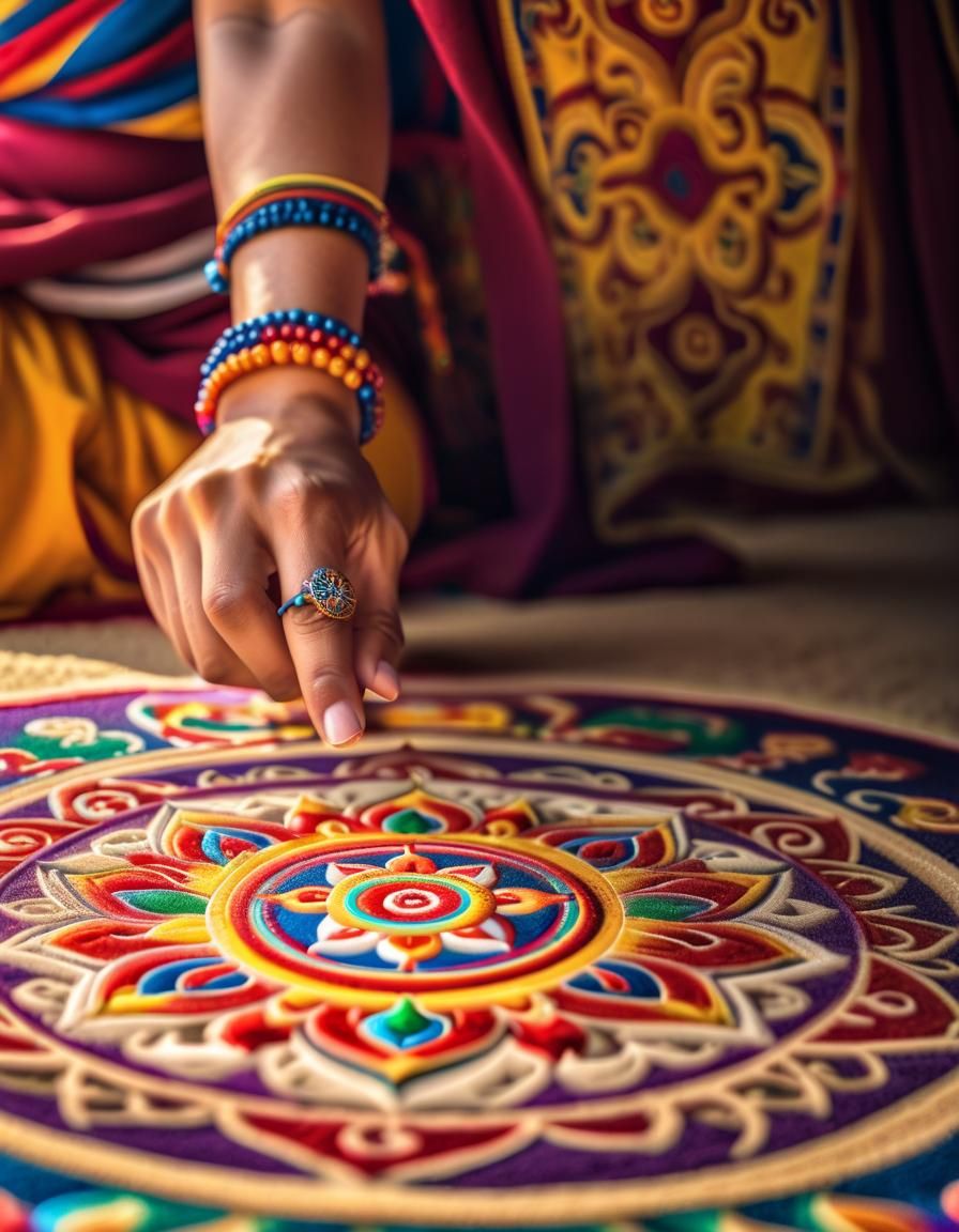 Brilliant Tibetan Sand Mandala Photograph